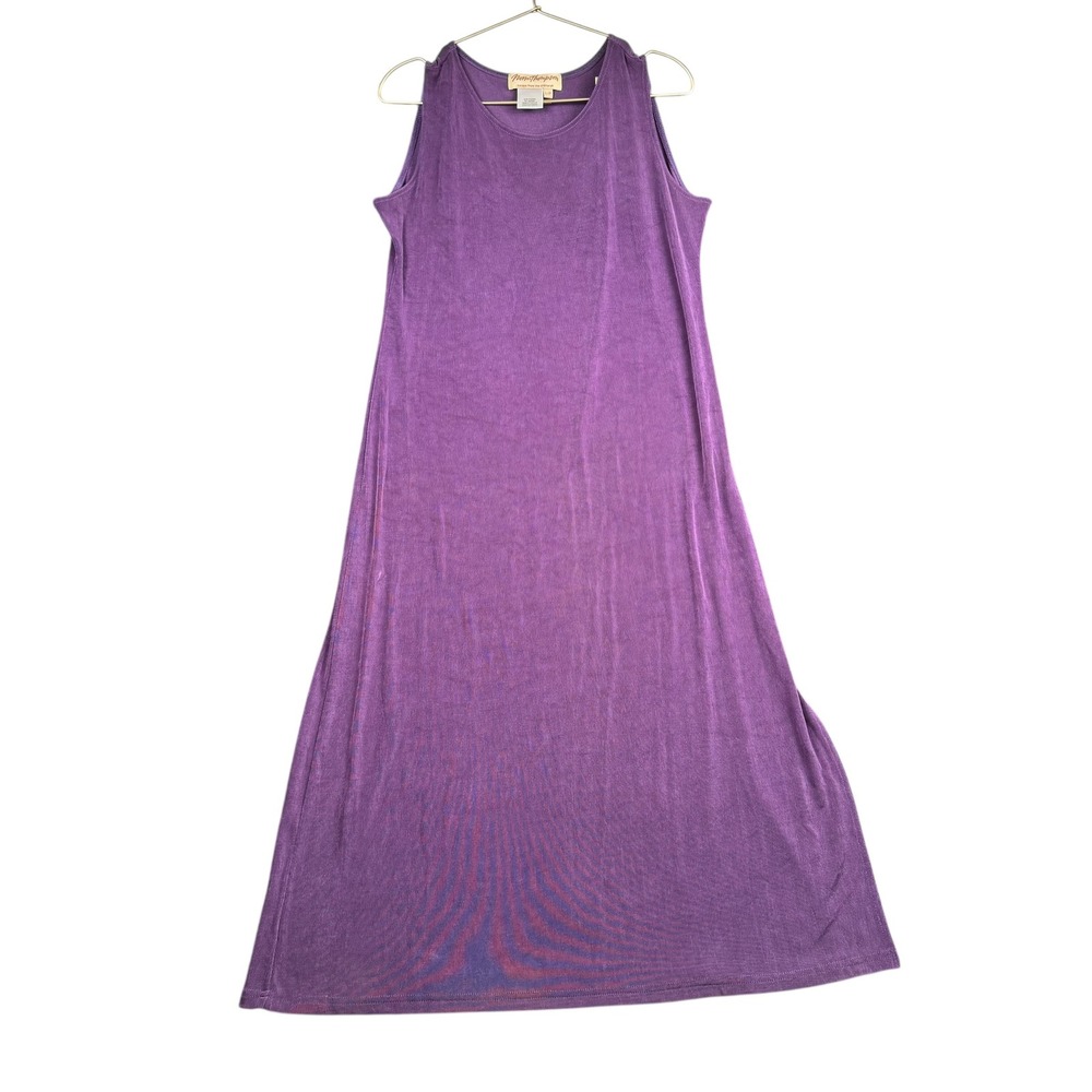 Norm Thompson Purple Sleeveless Maxi Tank Dress Petite Large Acetate Spandex USA